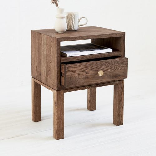Table de chevet contemporaine - COUNTRY  - IDDO - en chêne / en bois huilé / avec piètement en bois massif