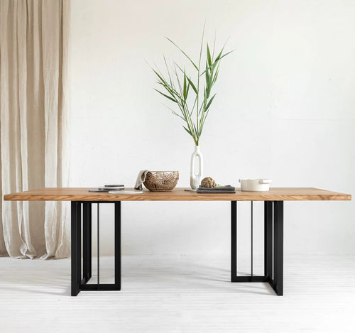 Table à manger contemporaine - CUBUS  - IDDO - en chêne / en bois huilé / avec piètement en acier