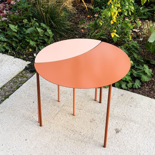 Table à manger contemporaine - LEAF  - IDDO - en acier inoxydable / avec piètement en acier inoxydable / ronde