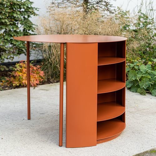 Console contemporaine - LEAF  - IDDO - en acier inoxydable / avec piètement en acier inoxydable / ronde