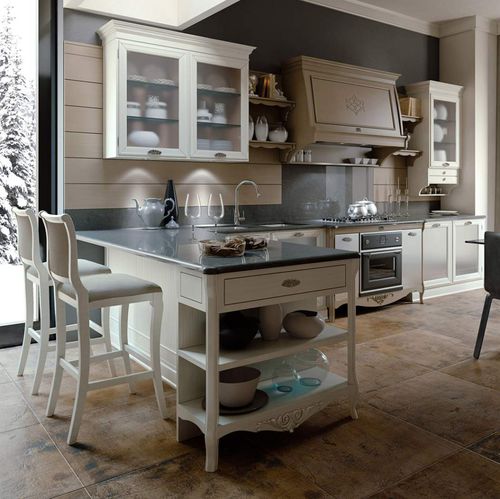 Cuisine classique - TAORMINA : CONTEMPORARY - ARCARI ARREDAMENTI - en terre cuite / en acier inoxydable / en L
