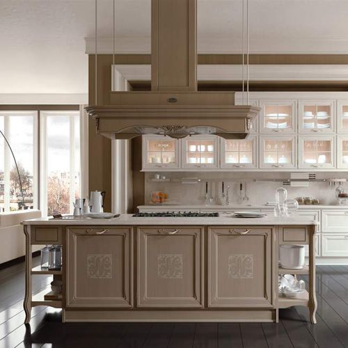 Hotte îlot - SIENA : CLASSIC - ARCARI ARREDAMENTI - avec conduit / design original / marron