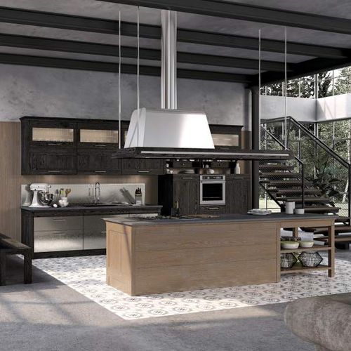 Cuisine classique - Industrial Positano - ARCARI ARREDAMENTI - en bois / avec îlot / avec poignée