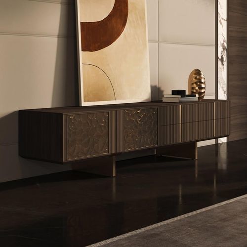 Buffet contemporain - Solferino  - ARCARI ARREDAMENTI - en noyer / en métal / en fleur de bovin