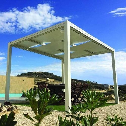 Pergola autoportée - USINE-ONLINE - en aluminium extrudé / couverture en toile / sur mesure