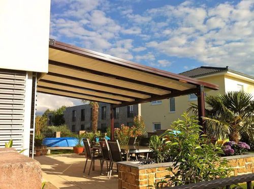 Pergola adossée - USINE-ONLINE - en aluminium extrudé / couverture en toile / sur mesure