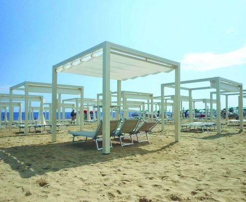 Pergola autoportée - USINE-ONLINE - en aluminium extrudé / couverture coulissante en toile PVC / sur mesure