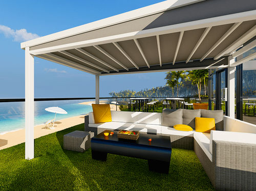 Pergola autoportée - S-LUXE  - USINE-ONLINE - en aluminium extrudé / couverture en toile / couverture coulissante