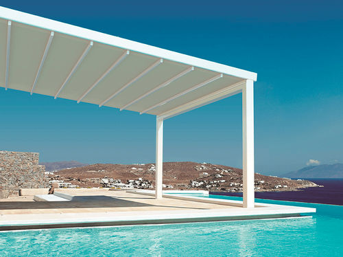 Pergola adossée - S-LUXE  - USINE-ONLINE - en aluminium extrudé / couverture en toile / sur mesure