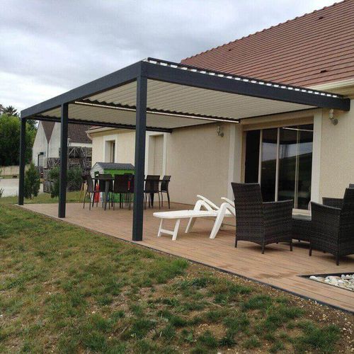 Pergola adossée - USINE-ONLINE - en aluminium extrudé / à lames orientables / sur mesure