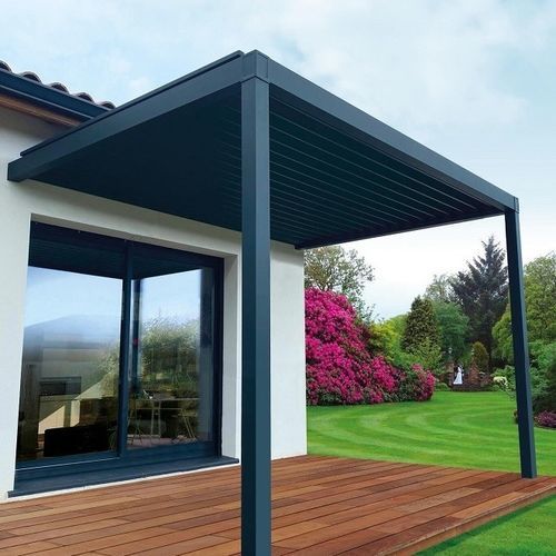 Pergola adossée - USINE-ONLINE - en aluminium / en aluminium extrudé / à lames orientables