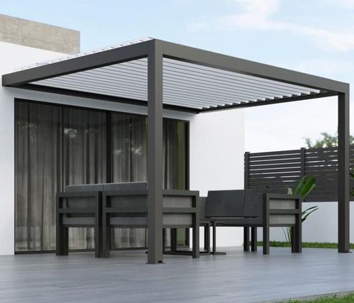 Pergola adossée - USINE-ONLINE - en aluminium extrudé / à lames orientables / sur mesure