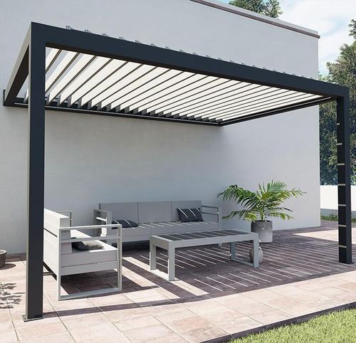 Pergola adossée - USINE-ONLINE - en aluminium / en aluminium extrudé / à lames orientables