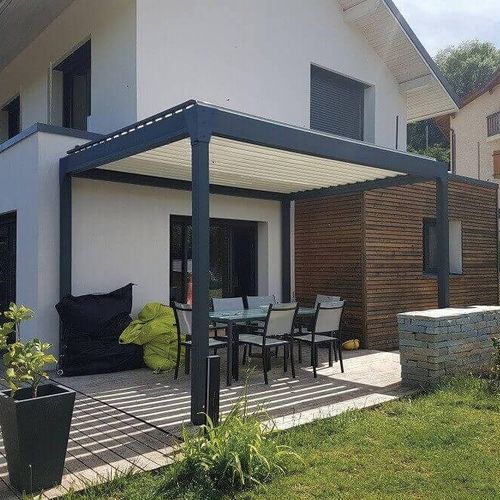 Pergola autoportée - L1 - USINE-ONLINE - en aluminium extrudé / à lames orientables / à lames brise soleil