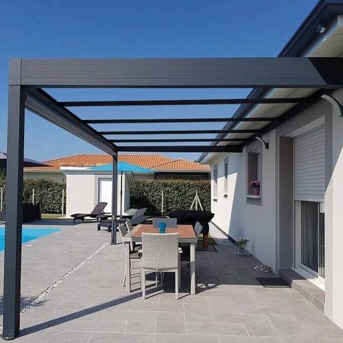 Pergola adossée - H3 - USINE-ONLINE - en aluminium extrudé / avec un toit plat / sur mesure