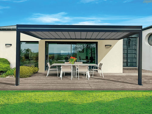 Pergola adossée - OBX - USINE-ONLINE - en aluminium / en acier / avec un toit plat