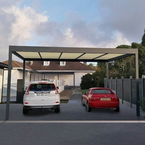 Abri de voiture sur mesure - H3 - USINE-ONLINE - avec éclairage intégré / toit en panneau sandwich / en aluminium