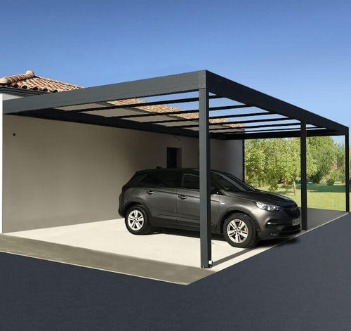 Abri de voiture sur mesure - H3 - USINE-ONLINE - toit en panneau sandwich / avec panneau solaire / en aluminium