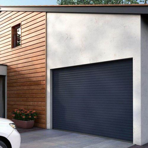 Porte de garage en aluminium thermolaqué - Moteur CHERUBINI - USINE-ONLINE - à lames / enroulable / en mousse de polyuréthane
