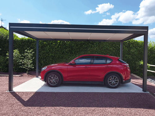 Abri de voiture sur mesure - USINE-ONLINE - toit en panneau sandwich / autoporté / en aluminium extrudé