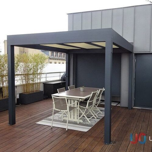Pergola autoportée - USINE-ONLINE - en aluminium extrudé / avec un toit plat / toit en panneau sandwich