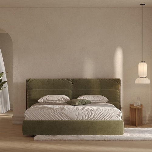Lit double - SOFT - Fine Furniture - contemporain / tapissé / avec tête de lit