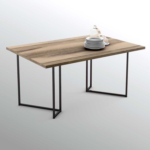 Table à manger contemporaine - ONE  - OLUT - en chêne naturel / avec piètement en métal / rectangulaire