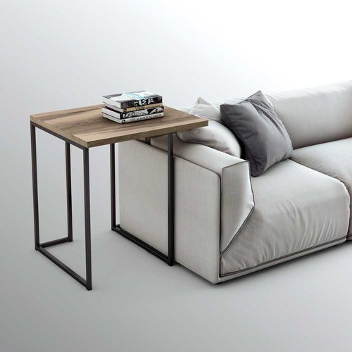 Table d'appoint contemporaine - ONE  - OLUT - en chêne naturel / avec piètement en métal / rectangulaire