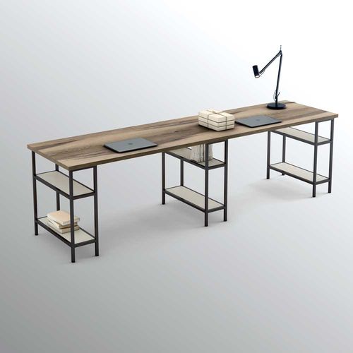 Table de travail contemporaine - TWO - OLUT - en chêne / avec piètement en métal / rectangulaire