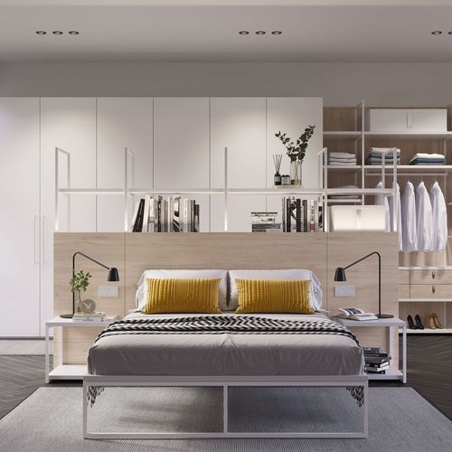 Lit double - FOUR  - OLUT - simple / contemporain / avec tête de lit