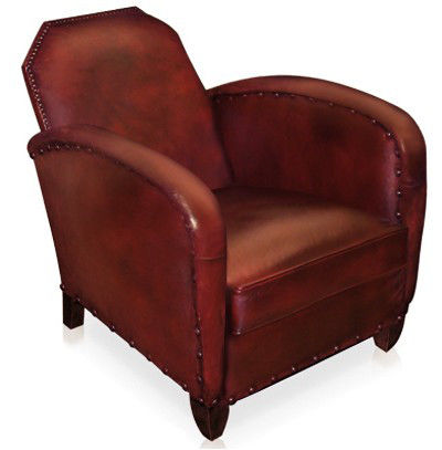 Fauteuil club contemporain - Jazy - L'Atelier du Club - en cuir / en sapin / fait main