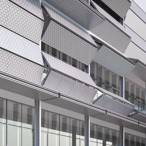 Brise-soleil pliant - Motion 10600 - MOTION FACADES - en composite / en aluminium / en tôle