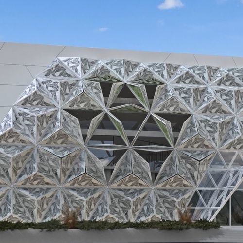 Brise-soleil avec charnière - Motion 10100 - MOTION FACADES - PRV / en aluminium / en tôle perforée