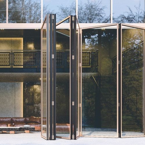 Porte pliante - Motion 60FS - MOTION FACADES - d'entrée / en aluminium / minimaliste