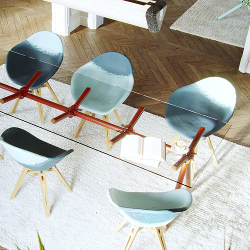 Table de réunion contemporaine - CLAVEX - Maximum Paris - en verre / en acier / avec piètement en métal