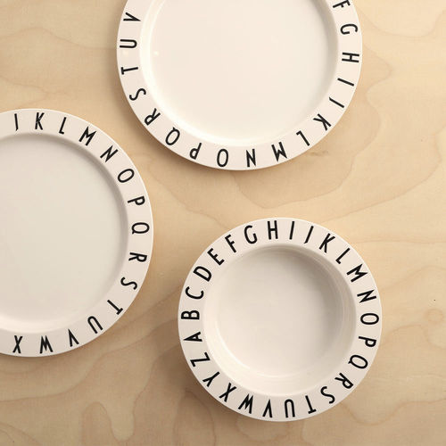 Assiette ronde - Eat & Learn set - DESIGN LETTERS ApS - en plastique / à motif / blanche