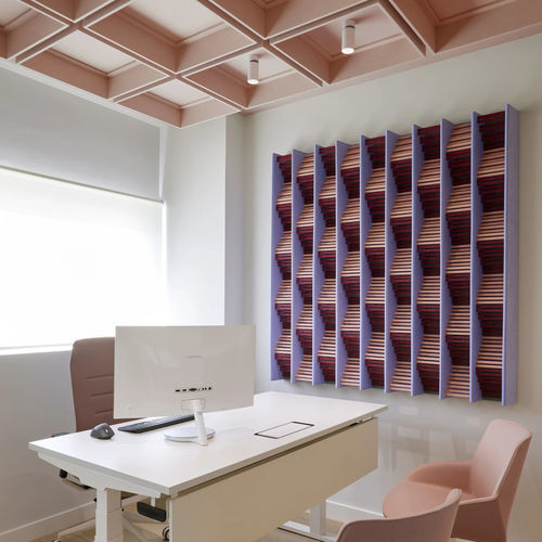 Panneau acoustique pour mur - Optical Illusion - ECOcero - en plastique recyclé / rectangulaire / rouge