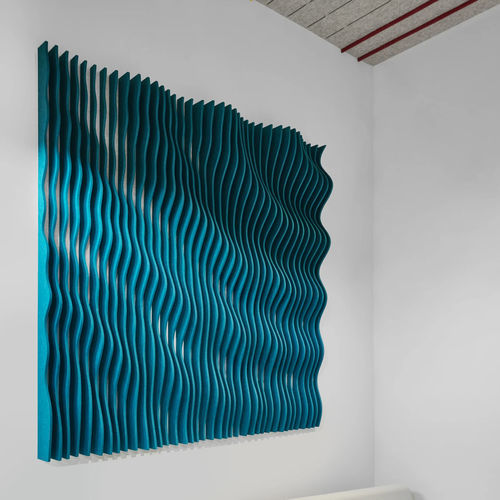 Panneau acoustique pour mur - Waves - ECOcero - en bois / à lattes / bleu