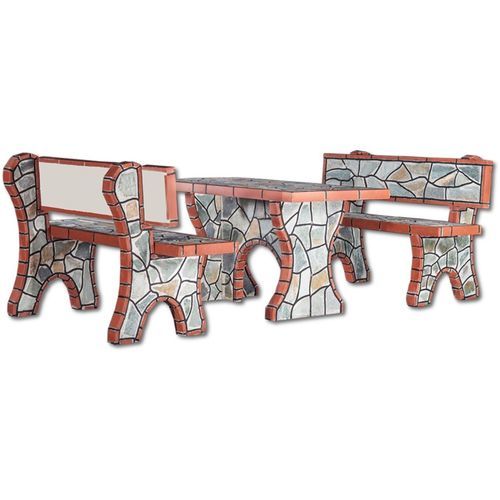 Ensemble table et bancs contemporain - 0900 - Sxistolithos - de pierre / de jardin / résidentiel