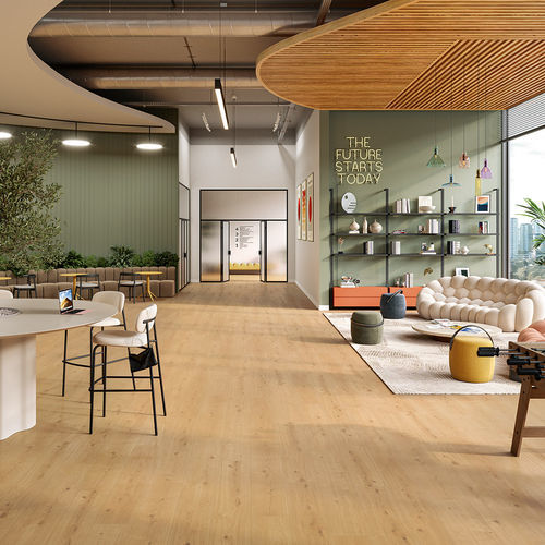 Revêtement de sol en panneaux - OAK ATMOSPHERE NATURAL  - PARADOR - en liège / d'intérieur / pour salle de séjour