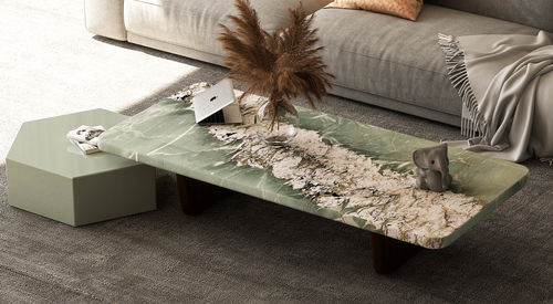 Table basse verte - BUTTERFLY  - PASIFIK GRANIT - contemporaine / en granite / avec piètement en granite