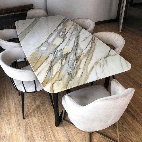 Table à manger contemporaine - CALACATTA - PASIFIK GRANIT - en marbre / avec piètement en métal / rectangulaire