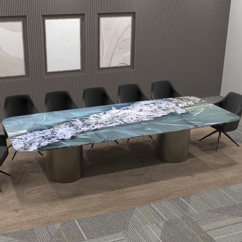Table de conférence contemporaine - GREEN BUTTERFLY  - PASIFIK GRANIT - en granite / avec piètement en métal / rectangulaire