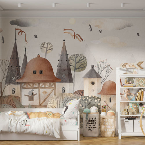 Papier peint contemporain - MEDIEVAL VILLAGE - rimura Srl - en fibre de verre / en polyester / en vinyle