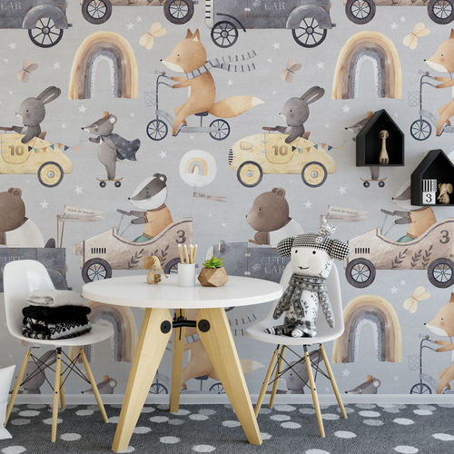 Papier peint contemporain - ANIMAL RACE - rimura Srl - en textile non-tissé / en fibre de verre / en polyester