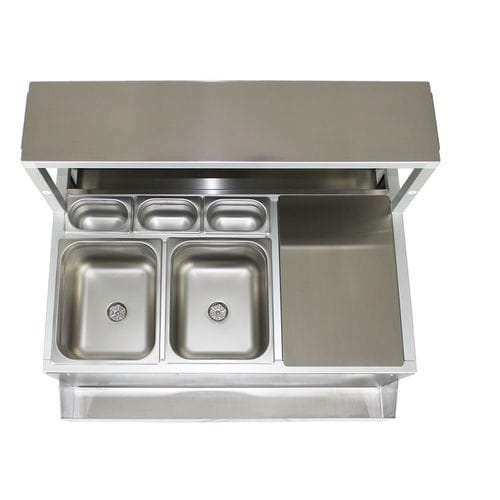 Meuble évier en acier inox - Omega Station srl - sur pieds / pour bar