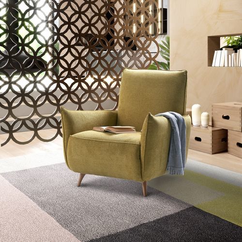 Fauteuil design scandinave - Dixie - IL BENESSERE - en tissu / en cuir / en bois