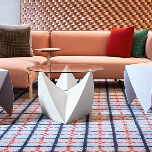 Table basse contemporaine - TOOTH  - LILIPOPART - en verre / avec piètement en aluminium anodisé / ronde