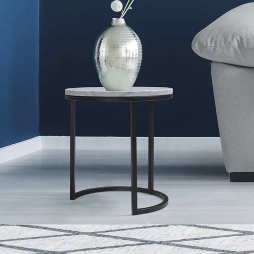 Table d'appoint contemporaine - 610 - 620 - FRANCEBANON - en marbre / avec piètement en fer / ronde