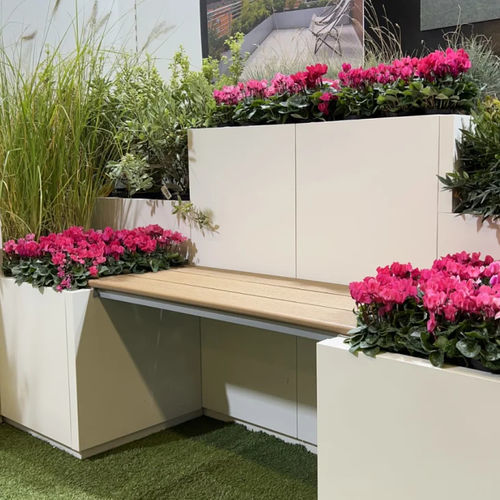 Banc contemporain - EXTE’ - DOMINO Srl - en bois composite / en acier galvanisé / sans dossier